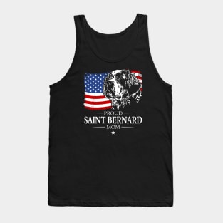 Proud Saint Bernard Dog Mom American Flag patriotic dog Tank Top